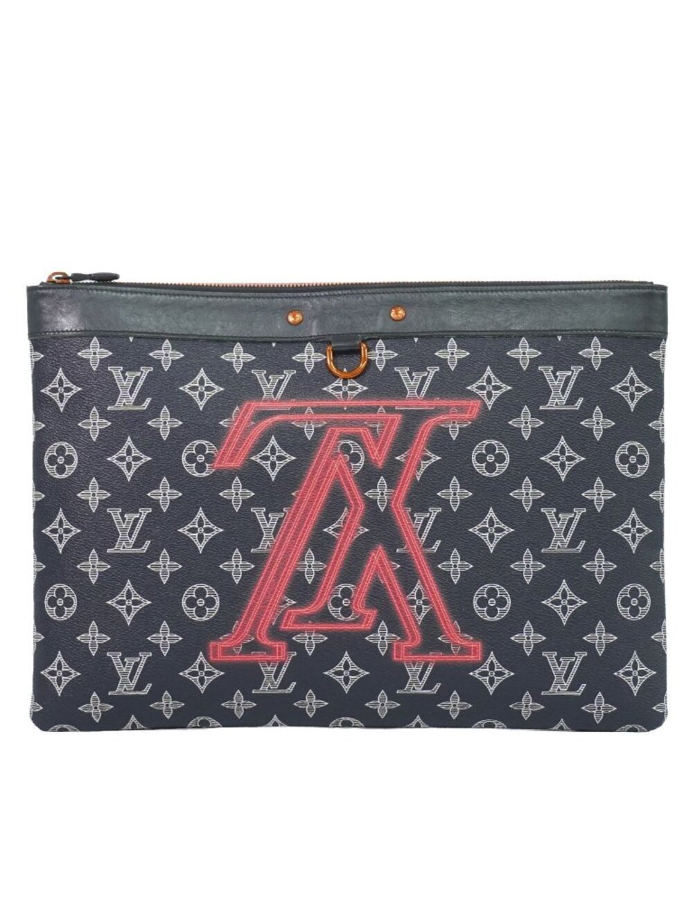 Louis Vuitton LV Pochette Apollo Monogram Ink Upside Down Clutch Navy Pink